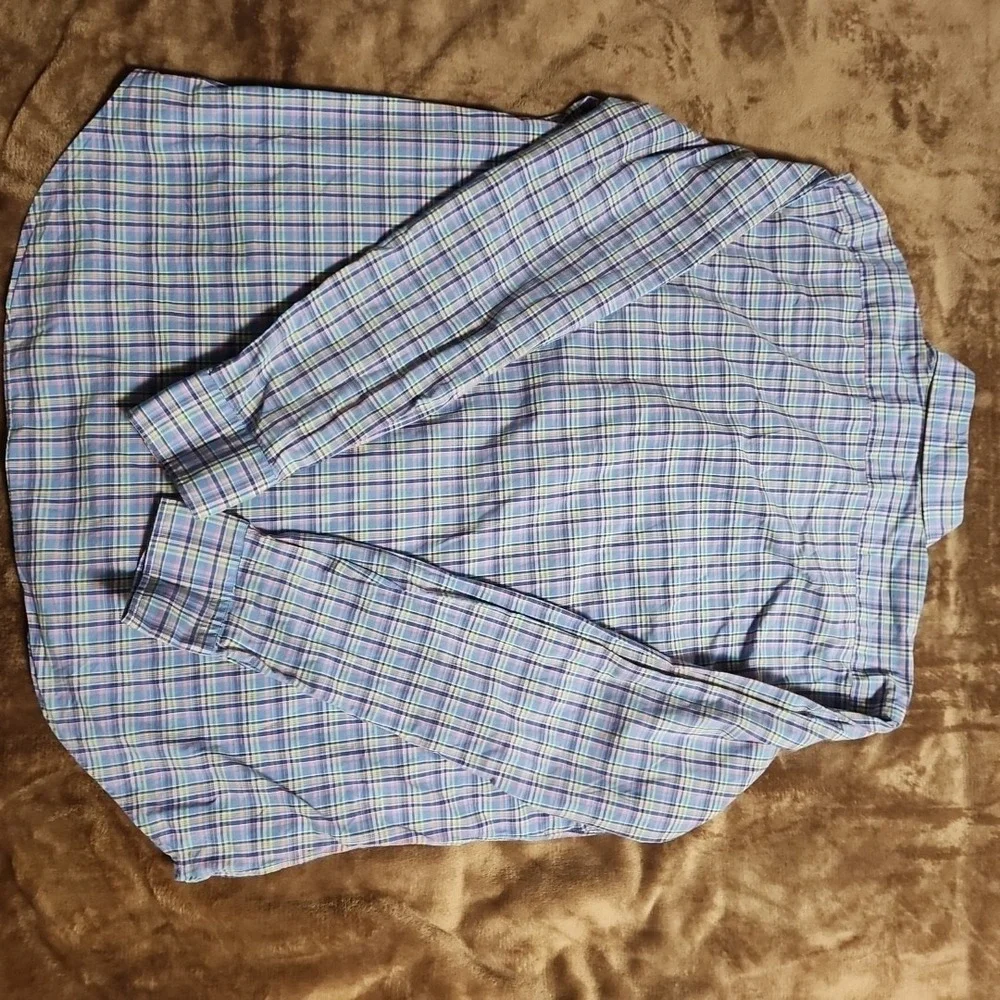Polo Ralph Lauren Shirt Men's XL Blue Plaid Cotton Button Up